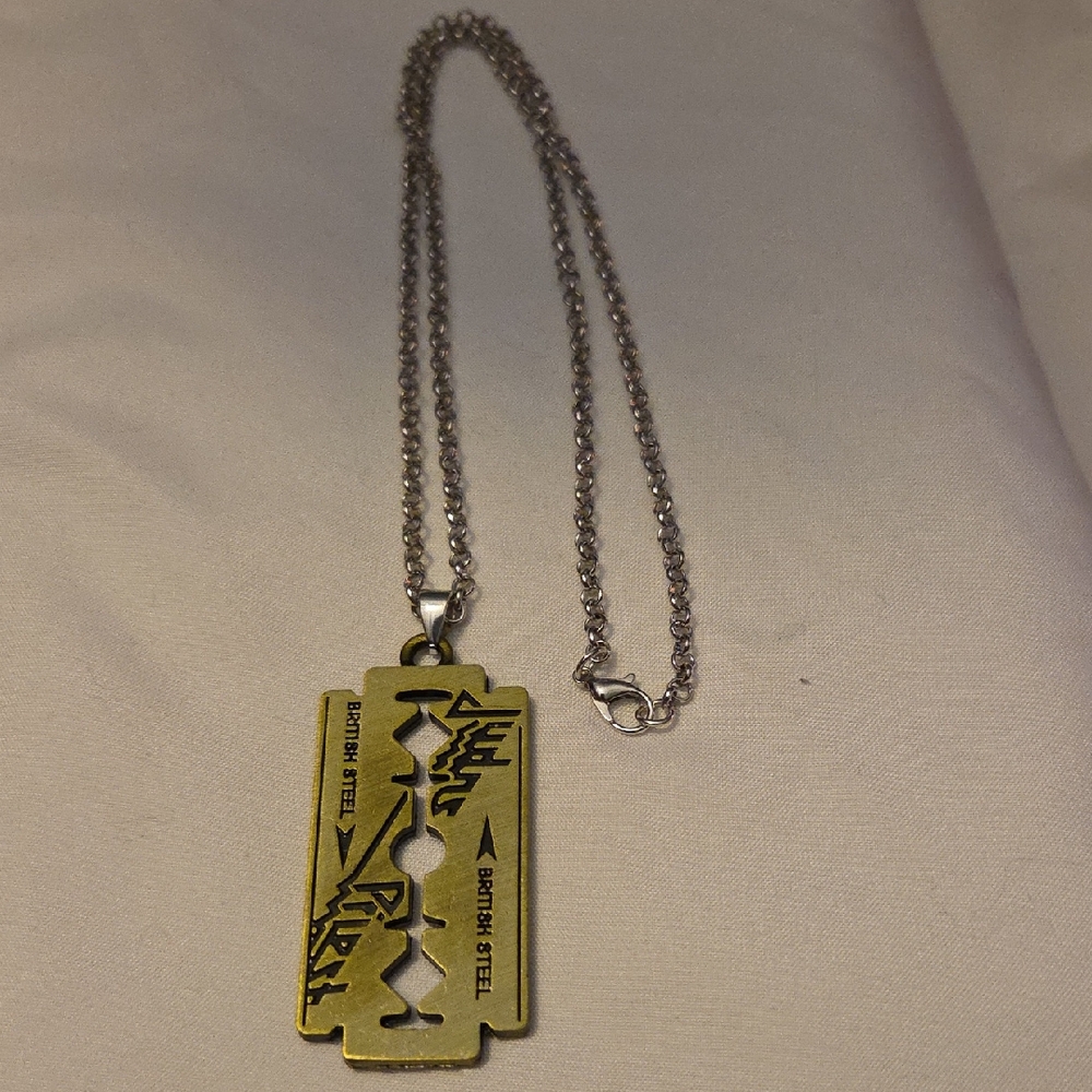 Gold Razor Blade Pendant Necklace